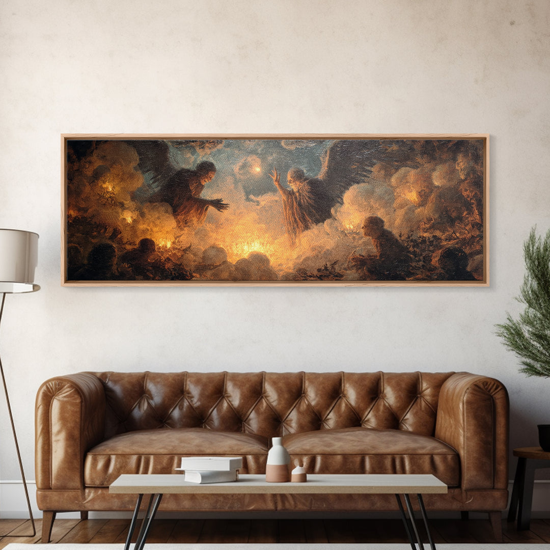The Cave Oracle, Visionary Gothic Art, Extra Wide Wall Art, Dark Fantasy Wall Art, Canvas Print, Halloween Wall Art