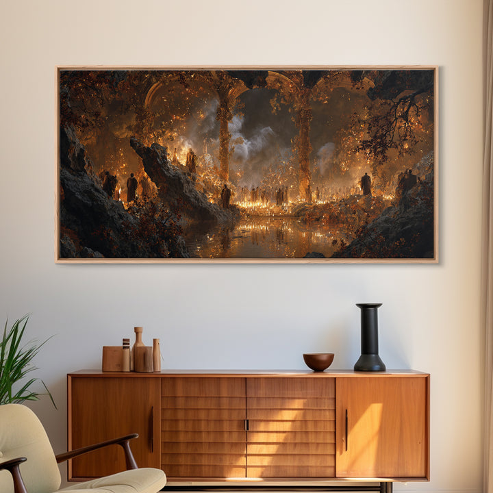 The Cave Oracle, Apocalyptic Romantic Art, Wide Panoramic Art, Gothic Horror Wall Art, Canvas Print, Halloween Wall Art