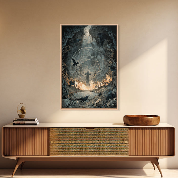 The Cave Oracle, Decadent Gothic Art, Vertical Wall Art, Macabre Wall Art, Canvas Print, Halloween Wall Art, Halloween Decor