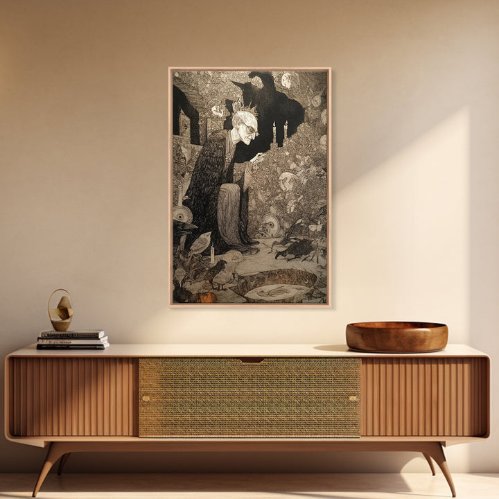 The Cave Oracle, Victorian Macabre Art, Vertical Wall Art, Dark Halloween Decor, Canvas Print, Halloween Wall Art, Macabre Wall Art