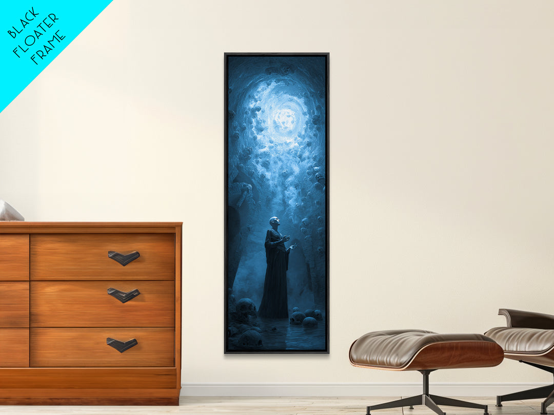 The Cave Oracle, Surreal Apocalyptic Art, Tall Narrow Wall Art, Dark Halloween Decor, Canvas Print, Halloween Wall Art