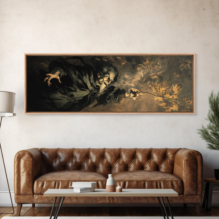 The Orchard Hag, Dark Romantic Horror Art, Extra Wide Wall Art, Dark Fantasy Wall Art, Framed Canvas Print, Halloween Wall Art