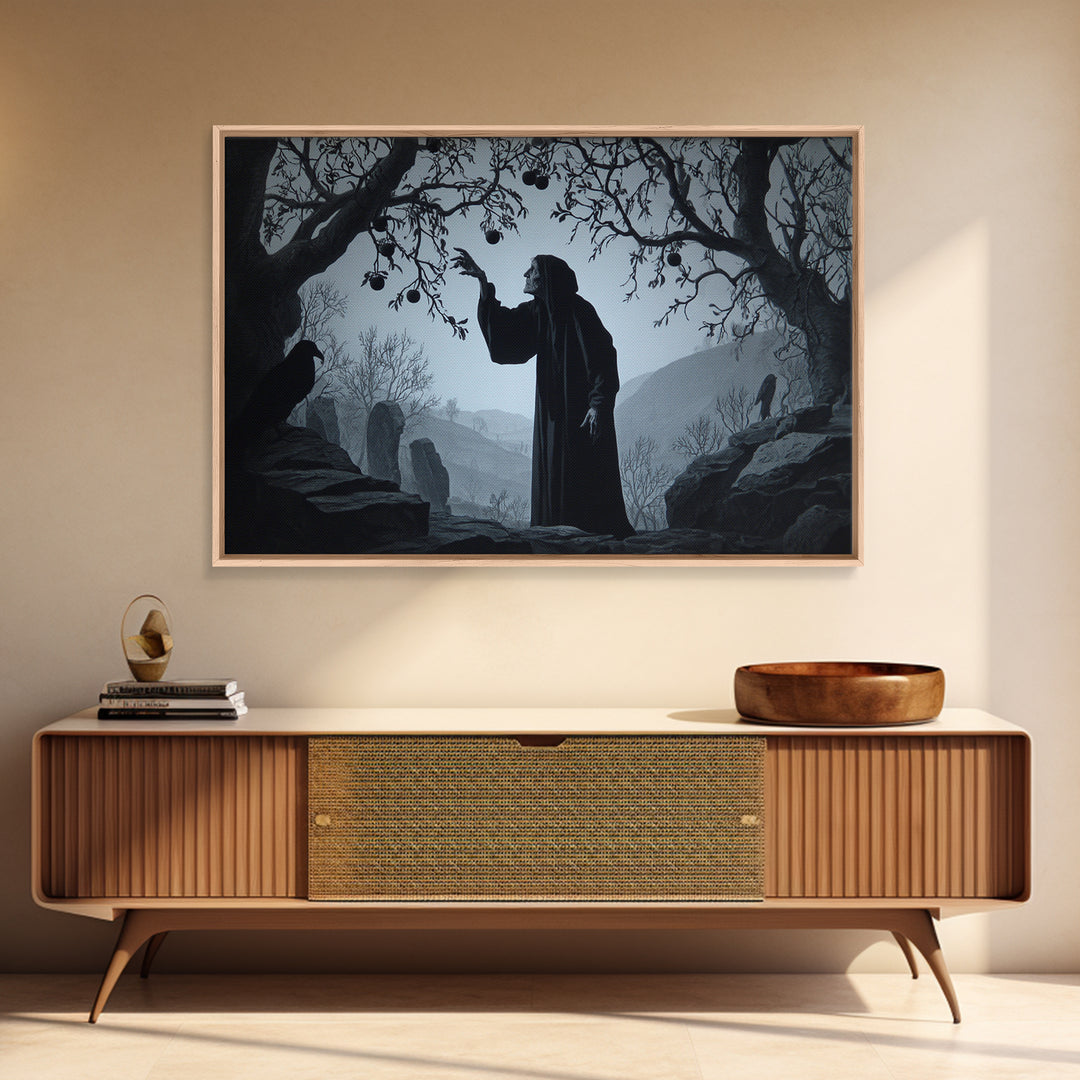 The Orchard Hag, Romantic Gothic Landscape, Landscape Wall Art, Dark Fantasy Wall Art, Canvas Print, Halloween Wall Art