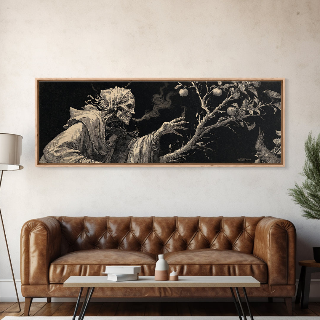 The Orchard Hag, Decadent Gothic Art, Extra Wide Wall Art, Macabre Wall Art, Canvas Print, Halloween Wall Art, Horror Wall Art