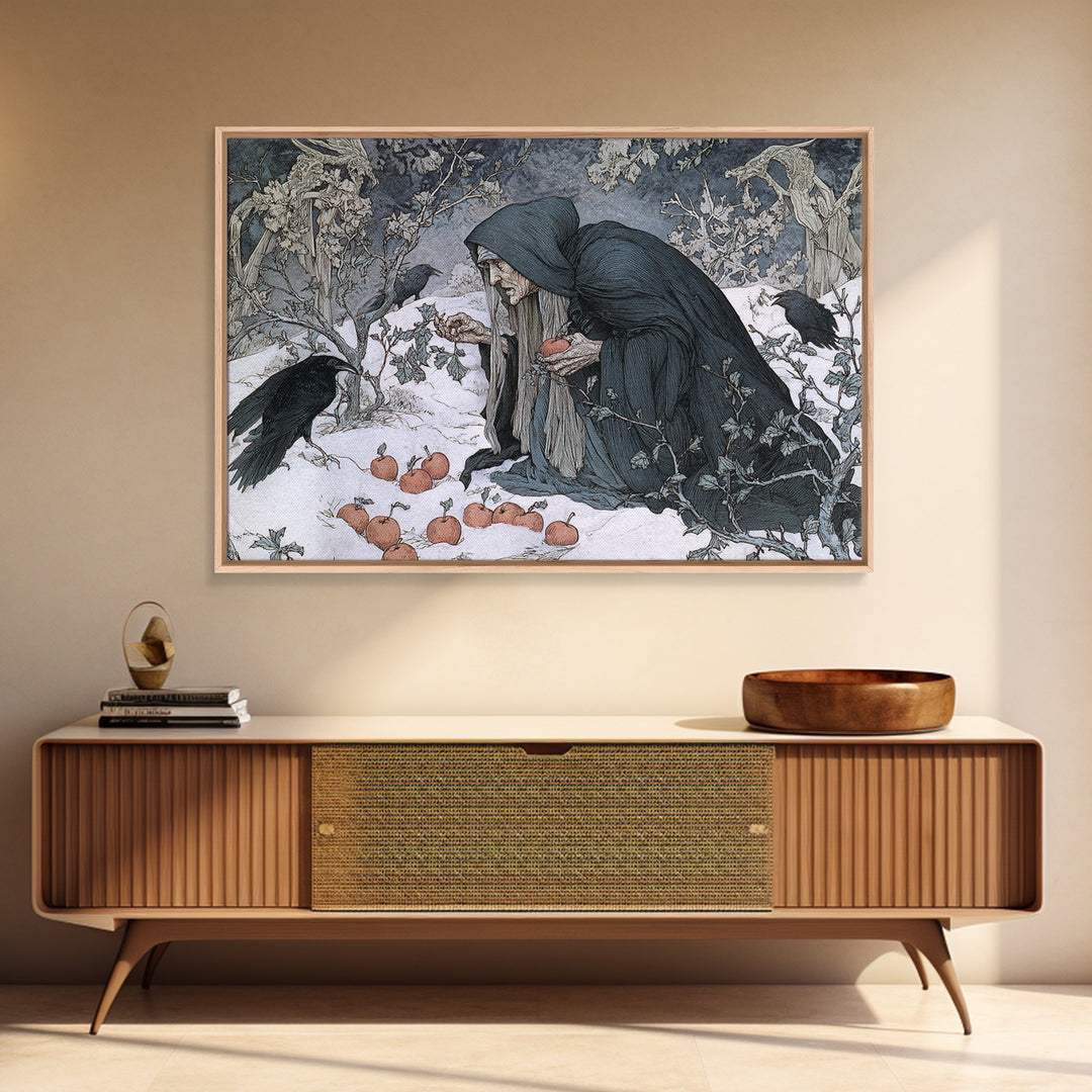 The Orchard Hag, Symbolist Death Art, Landscape Wall Art, Macabre Wall Art, Canvas Print, Halloween Wall Art, Seasonal Home Decor