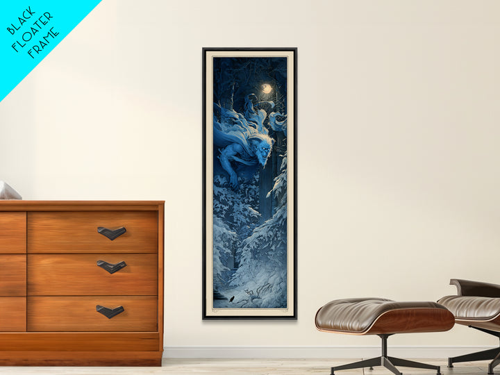 The Frost Goblin, Gothic Engraving Art, Tall Narrow Wall Art, Gothic Horror Wall Art, Framed Canvas Print, Halloween Wall Art