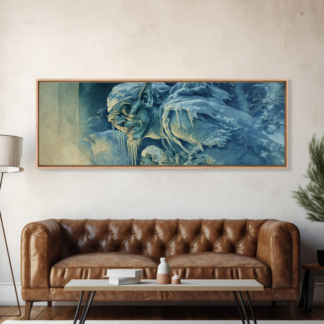The Frost Goblin, Dark Renaissance Art, Extra Wide Wall Art, Dark Fantasy Wall Art, Canvas Print, Halloween Wall Art