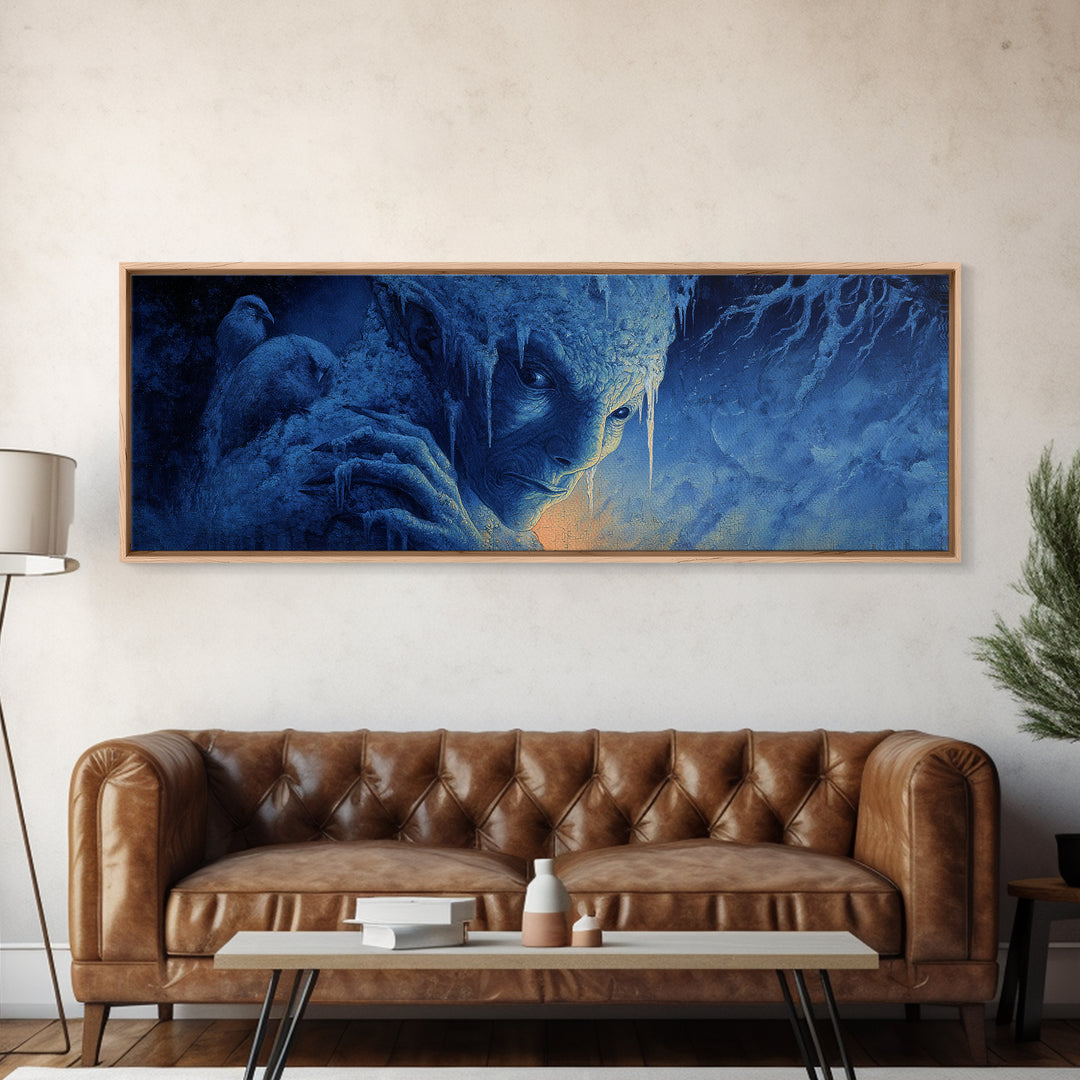 The Frost Goblin, Visionary Gothic Art, Extra Wide Wall Art, Dark Fantasy Wall Art, Canvas Print, Halloween Wall Art, Macabre Wall Art