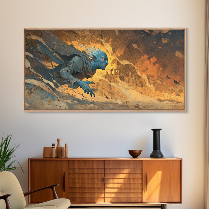 The Frost Goblin, Apocalyptic Romantic Art, Wide Panoramic Art, Macabre Wall Art, Canvas Print, Halloween Wall Art, Gothic Home Decor
