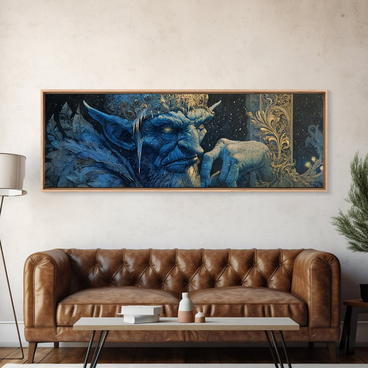 The Frost Goblin, Ornate Symbolist Art, Extra Wide Wall Art, Macabre Wall Art, Framed Canvas Print, Halloween Wall Art