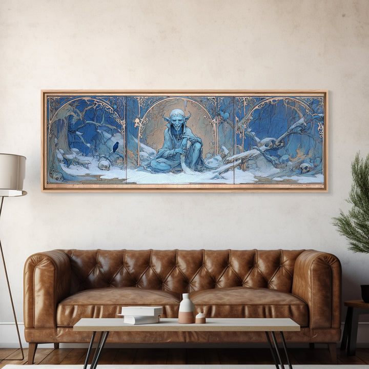 The Frost Goblin, Decadent Gothic Art, Extra Wide Wall Art, Macabre Wall Art, Framed Canvas Print, Halloween Wall Art