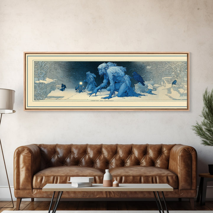 The Frost Goblin, Symbolist Death Art, Extra Wide Wall Art, Macabre Wall Art, Framed Canvas Print, Halloween Wall Art