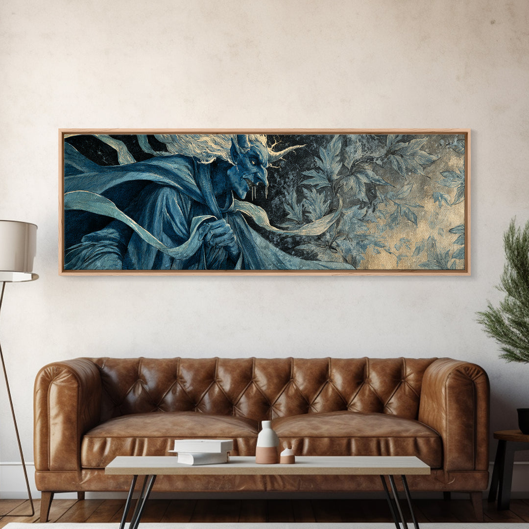 The Frost Goblin, Dark Symbolist Art, Extra Wide Wall Art, Macabre Wall Art, Framed Canvas Print, Halloween Wall Art