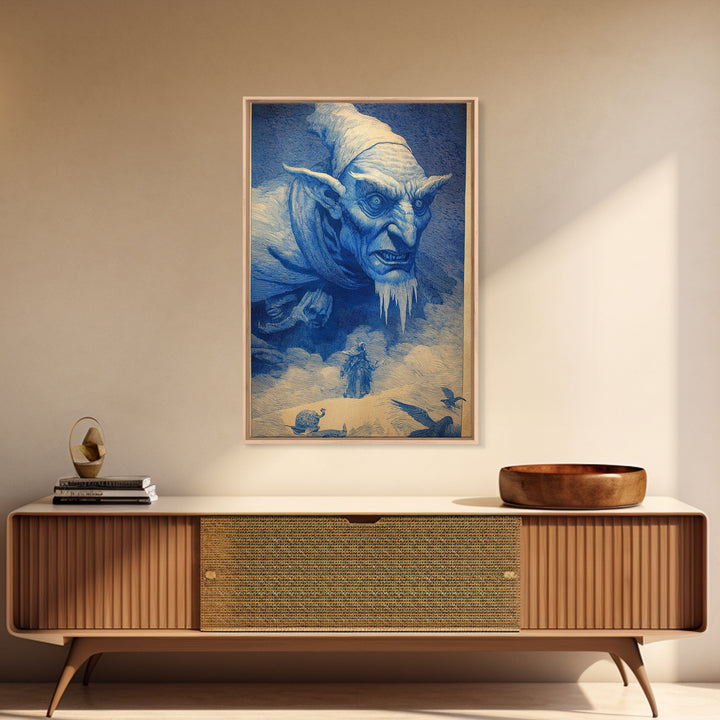 The Frost Goblin, Symbolist Etching Art, Vertical Wall Art, Gothic Horror Wall Art, Canvas Print, Halloween Wall Art, Spooky Wall Decor