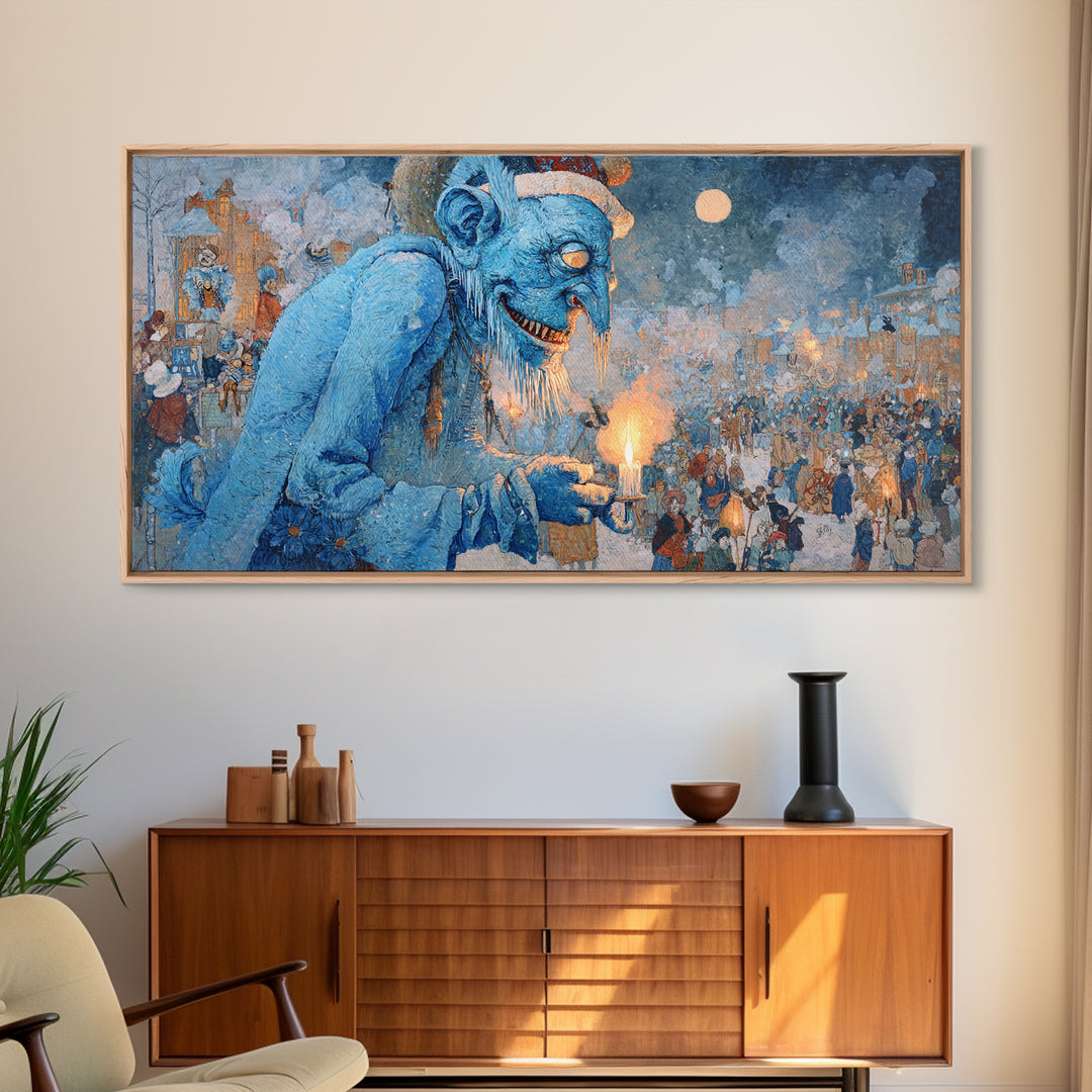 The Frost Goblin, Grotesque Carnival Art, Wide Panoramic Art, Gothic Horror Wall Art, Canvas Print, Halloween Wall Art