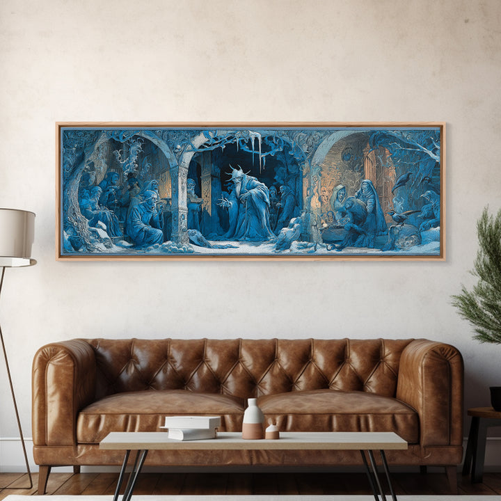 The Frost Goblin, Expressionist Gothic Art, Extra Wide Wall Art, Dark Halloween Decor, Framed Canvas Print, Halloween Wall Art
