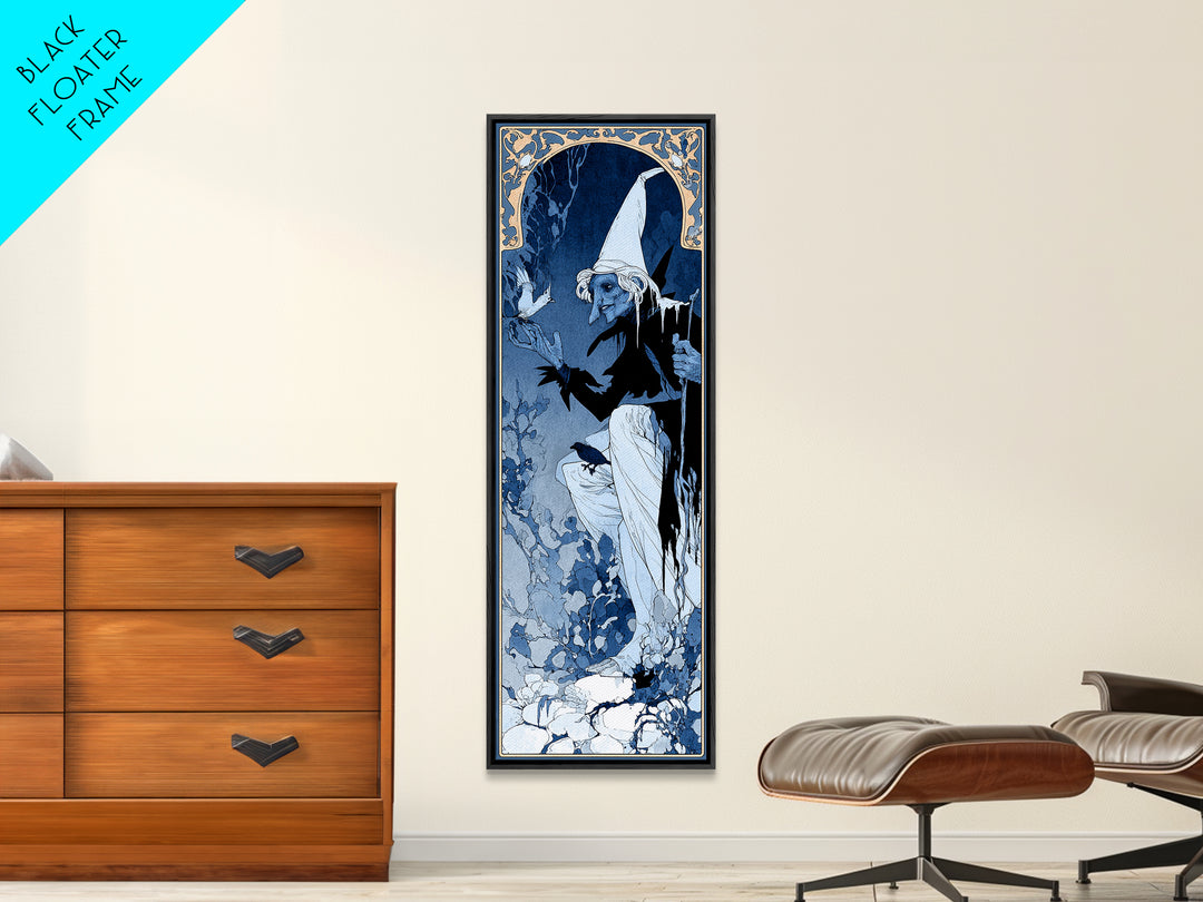 The Frost Goblin, Decadent Line Art, Tall Narrow Wall Art, Dark Fantasy Wall Art, Canvas Print, Halloween Wall Art