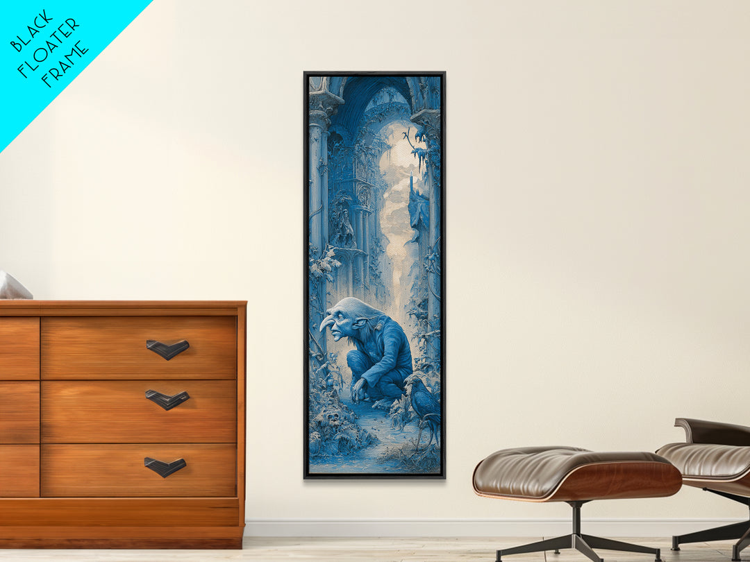 The Frost Goblin, Surreal Apocalyptic Art, Tall Narrow Wall Art, Dark Halloween Decor, Canvas Print, Halloween Wall Art