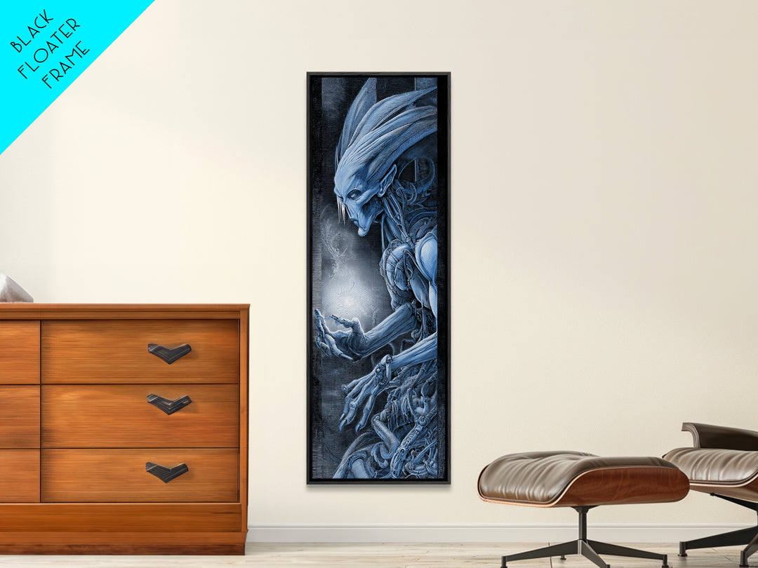 The Frost Goblin, Biomechanical Horror Art, Tall Narrow Wall Art, Dark Halloween Decor, Canvas Print, Halloween Wall Art, Horror Wall Art