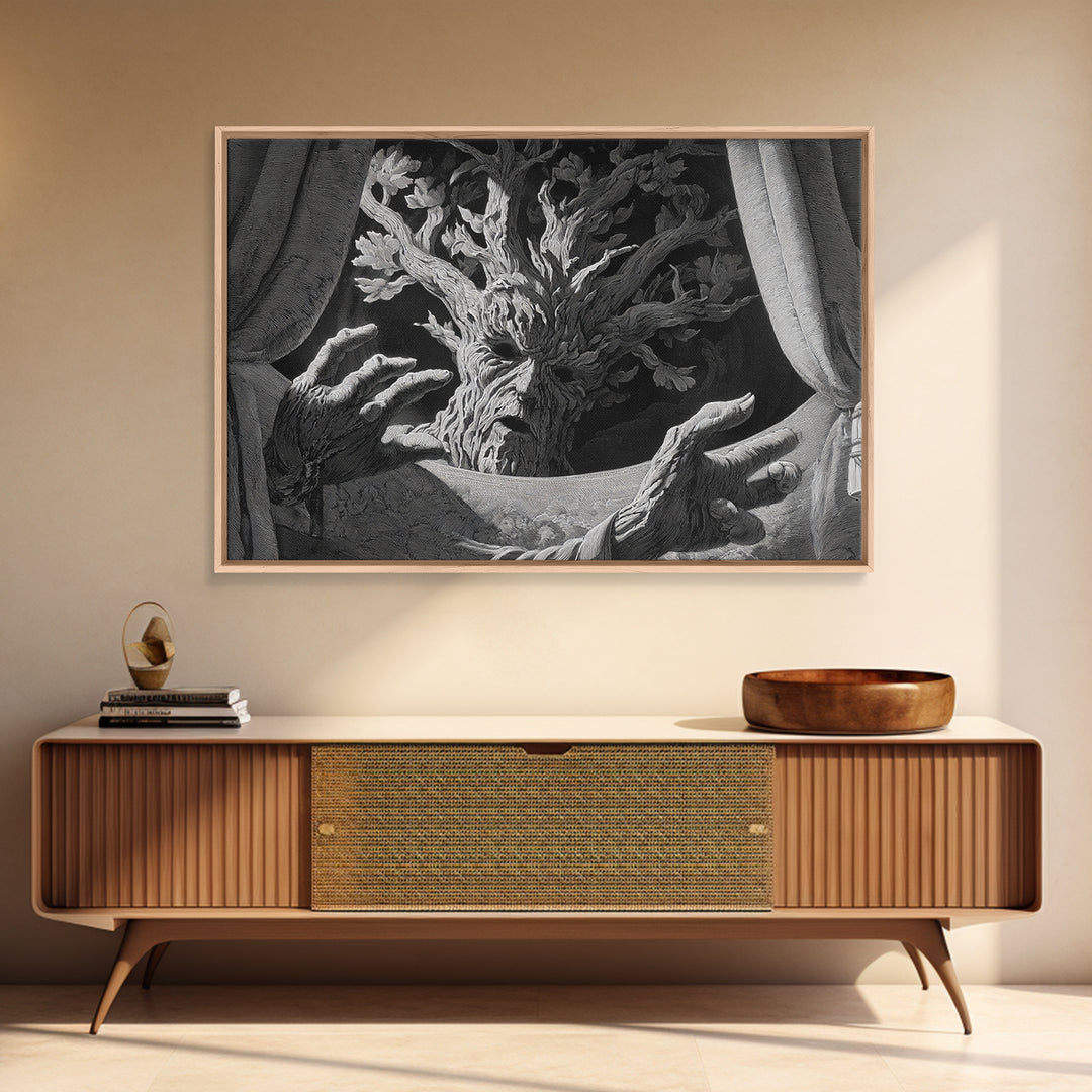 The Hollow-Tree Monster, Visionary Gothic Art, Landscape Wall Art, Dark Fantasy Wall Art, Canvas Print, Halloween Wall Art