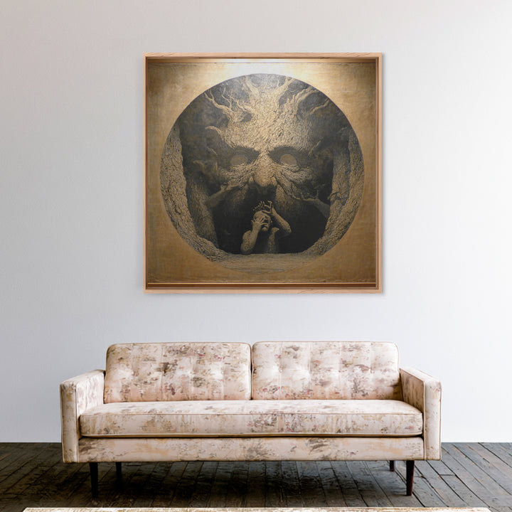 The Hollow-Tree Monster, Symbolist Dream Art, Square Wall Art, Macabre Wall Art, Framed Canvas Print, Halloween Wall Art