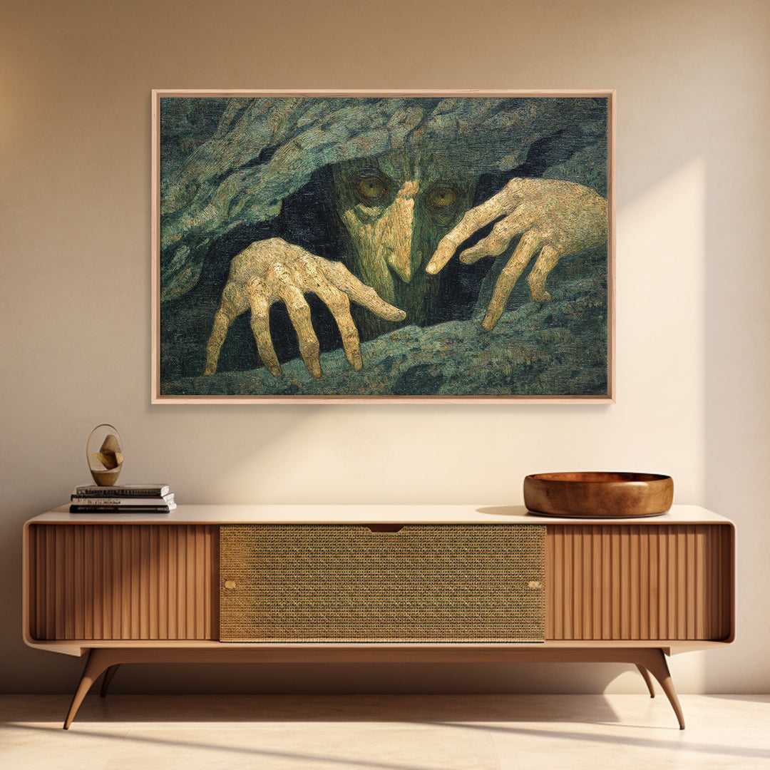 The Hollow-Tree Monster, Dark Symbolist Art, Landscape Wall Art, Dark Fantasy Wall Art, Canvas Print, Halloween Wall Art