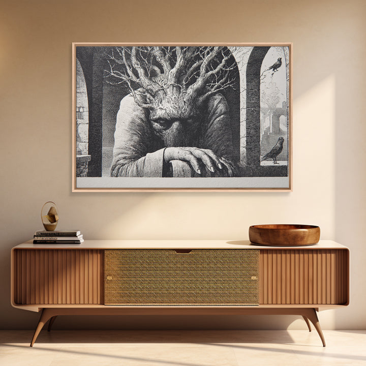 The Hollow-Tree Monster, Victorian Macabre Art, Landscape Wall Art, Macabre Wall Art, Canvas Print, Halloween Wall Art