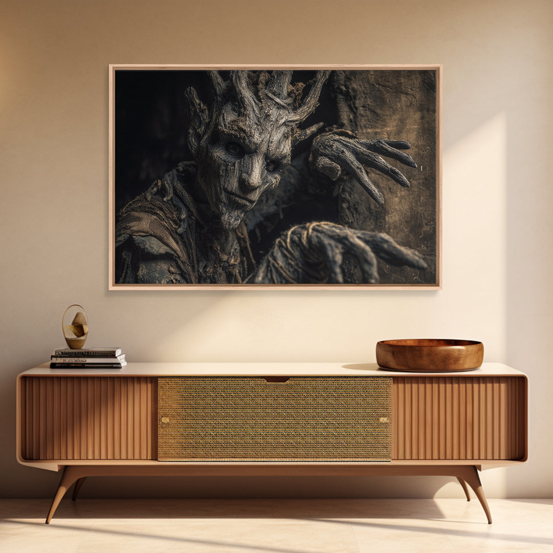 The Hollow-Tree Monster, Surreal Apocalyptic Art, Landscape Wall Art, Dark Halloween Decor, Canvas Print, Halloween Wall Art