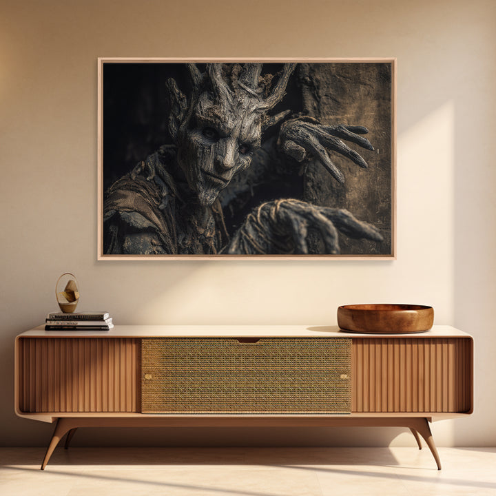 The Hollow-Tree Monster, Surreal Apocalyptic Art, Landscape Wall Art, Dark Halloween Decor, Canvas Print, Halloween Wall Art