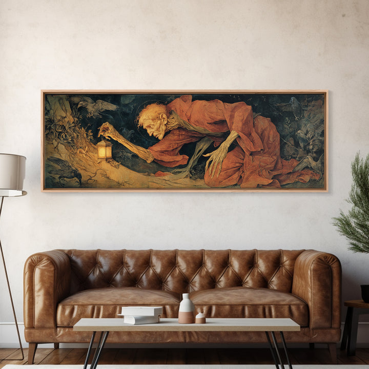 The Crossroads Spirit, Dark Renaissance Art, Extra Wide Wall Art, Gothic Horror Wall Art, Framed Canvas Print, Halloween Wall Art