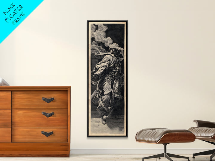 The Crossroads Spirit, Architectural Etching Art, Tall Narrow Wall Art, Dark Fantasy Wall Art, Framed Canvas Print