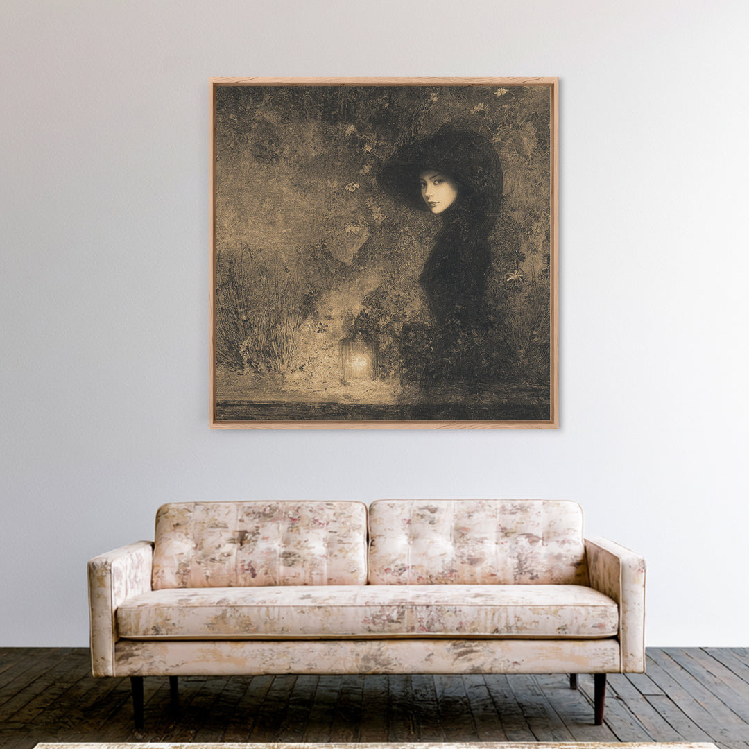 The Crossroads Spirit, Symbolist Dream Art, Square Wall Art, Dark Fantasy Wall Art, Canvas Print, Halloween Wall Art