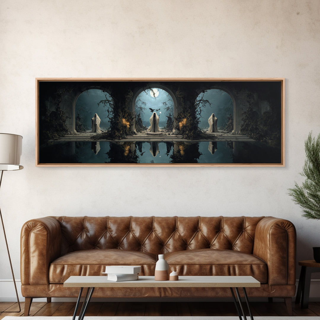 The Crossroads Spirit, Symbolist Gothic Landscape, Extra Wide Wall Art, Dark Fantasy Wall Art, Canvas Print, Halloween Wall Art