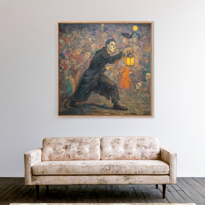 The Crossroads Spirit, Grotesque Carnival Art, Square Wall Art, Dark Halloween Decor, Canvas Print, Halloween Wall Art, Gothic Home Decor