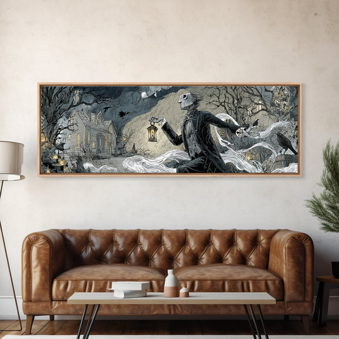 The Crossroads Spirit, Victorian Macabre Art, Extra Wide Wall Art, Macabre Wall Art, Framed Canvas Print, Halloween Wall Art