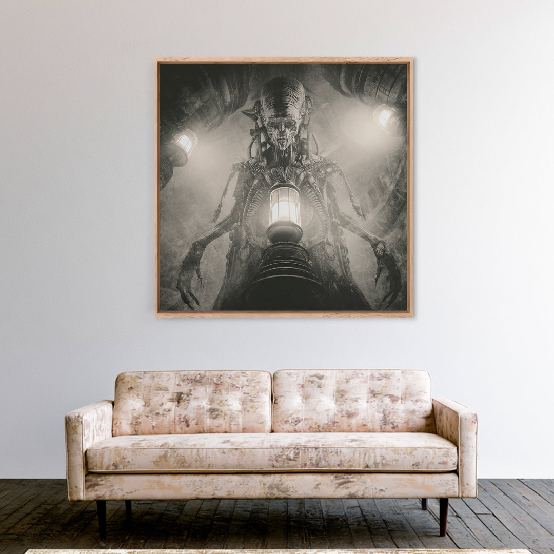 The Crossroads Spirit, Biomechanical Horror Art, Square Wall Art, Dark Fantasy Wall Art, Canvas Print, Halloween Wall Art, Gothic Home Decor