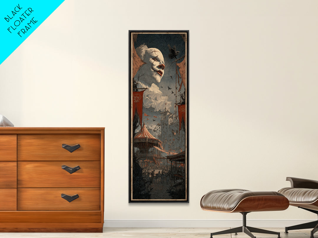 The Abandoned Carnival, Gothic Engraving Art, Tall Narrow Wall Art, Macabre Wall Art, Framed Canvas Print, Halloween Wall Art