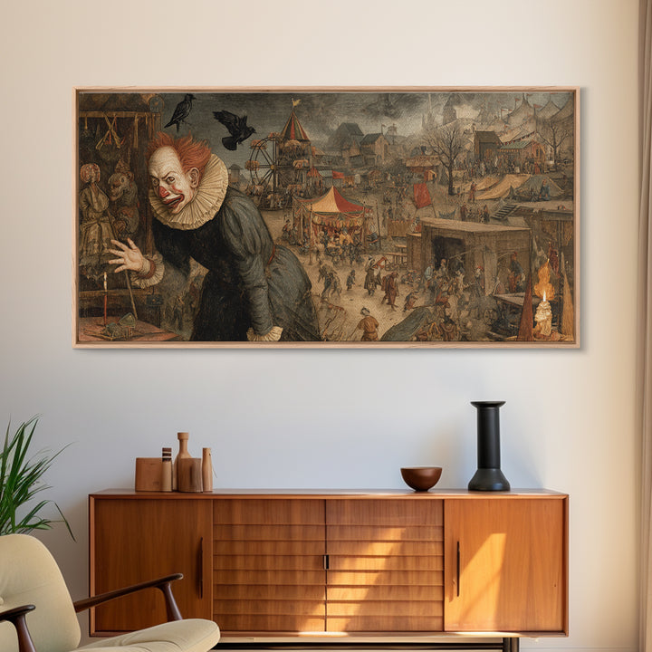 The Abandoned Carnival, Northern Renaissance Horror, Wide Panoramic Art, Dark Halloween Decor, Canvas Print, Halloween Wall Art