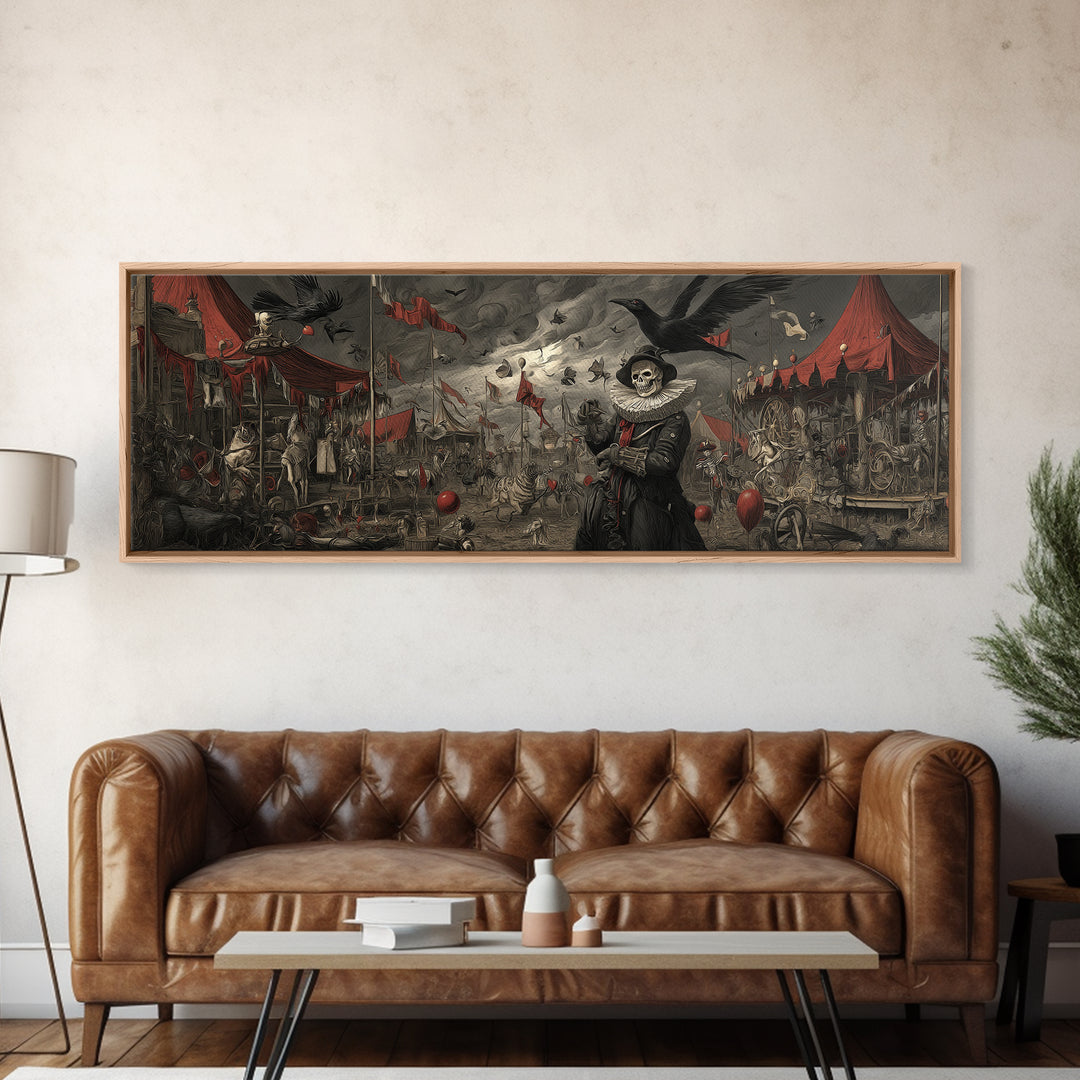 The Abandoned Carnival, Danse Macabre Art, Extra Wide Wall Art, Gothic Horror Wall Art, Canvas Print, Halloween Wall Art