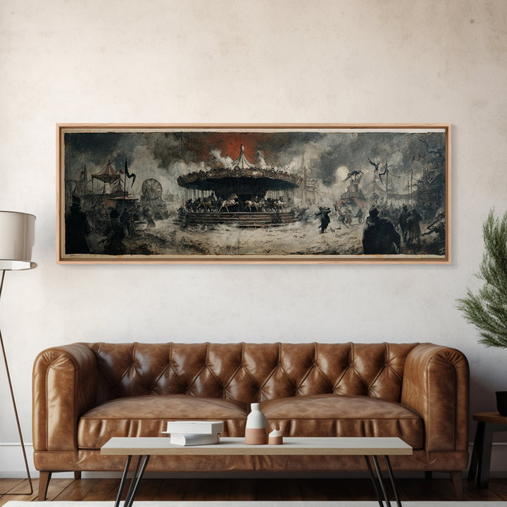 The Abandoned Carnival, Decadent Gothic Art, Extra Wide Wall Art, Dark Fantasy Wall Art, Framed Canvas Print, Halloween Wall Art