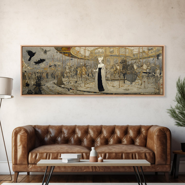 The Abandoned Carnival, Symbolist Death Art, Extra Wide Wall Art, Gothic Horror Wall Art, Framed Canvas Print, Halloween Wall Art