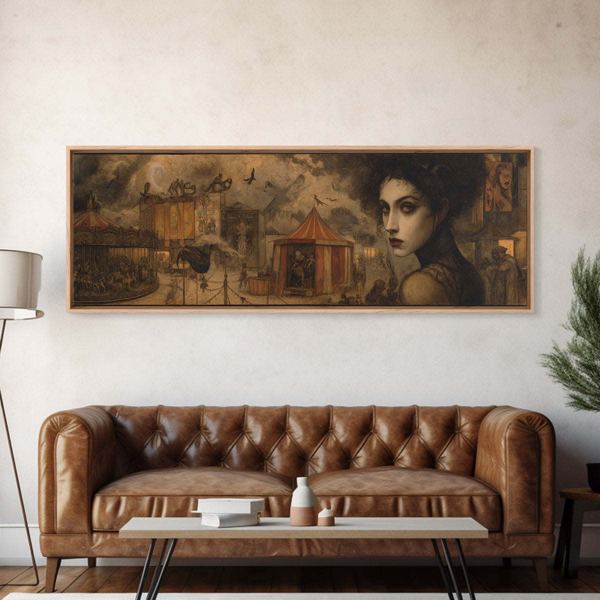 The Abandoned Carnival, Dark Symbolist Art, Extra Wide Wall Art, Dark Fantasy Wall Art, Framed Canvas Print, Halloween Wall Art