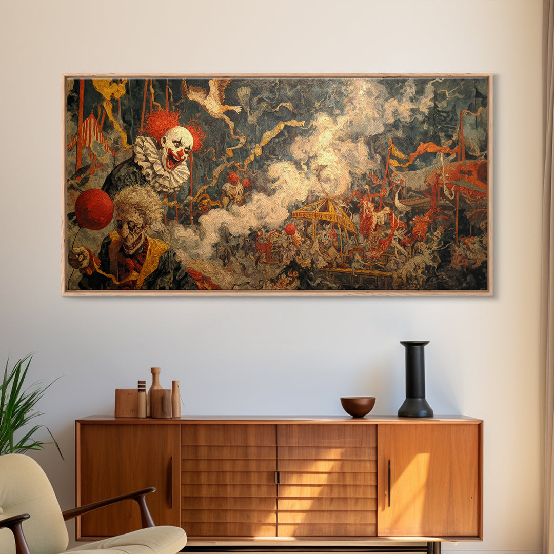 The Abandoned Carnival, Grotesque Carnival Art, Wide Panoramic Art, Dark Fantasy Wall Art, Canvas Print, Halloween Wall Art