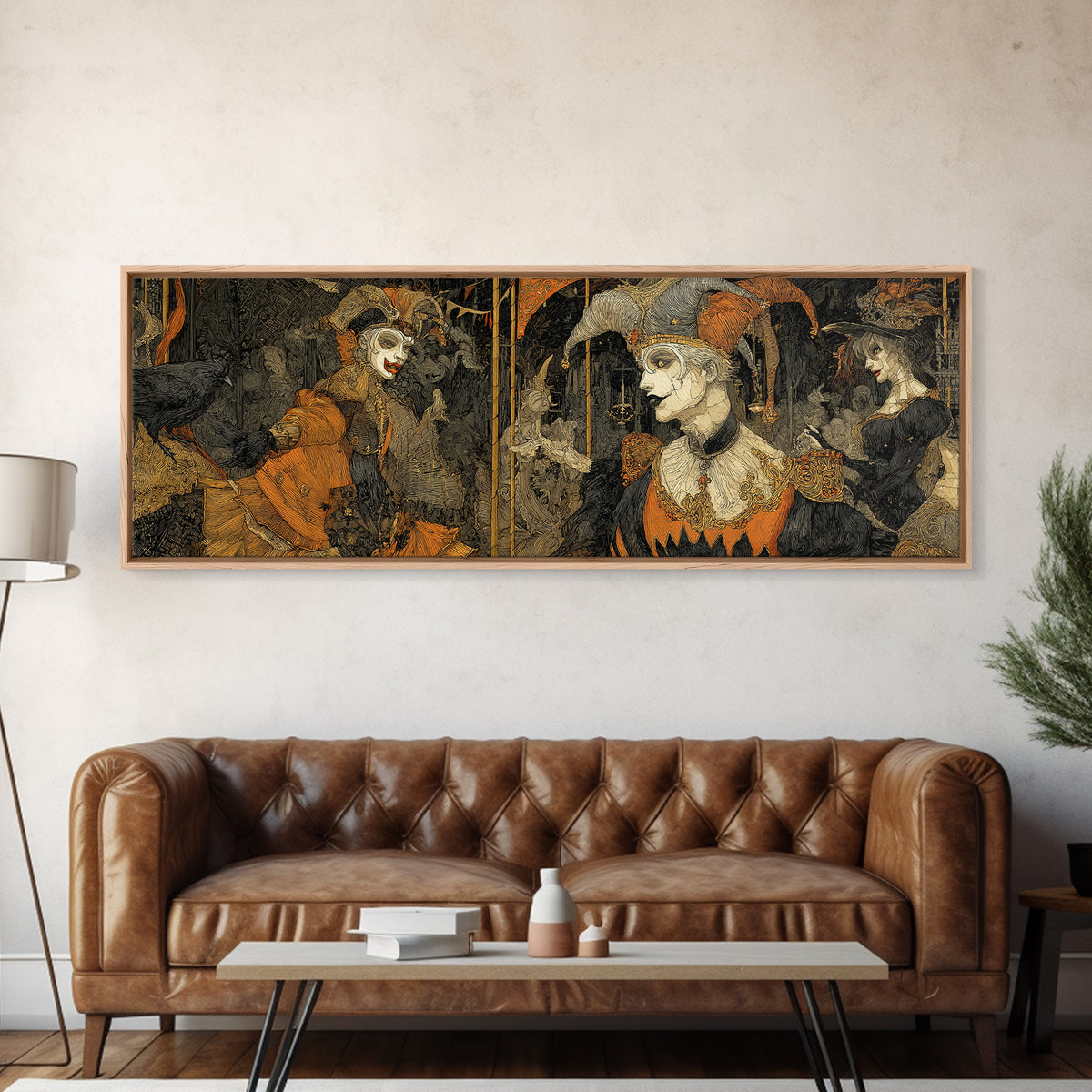 The Abandoned Carnival, Stained Glass Gothic Art, Extra Wide Wall Art, Dark Fantasy Wall Art, Canvas Print, Halloween Wall Art