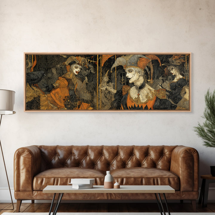 The Abandoned Carnival, Stained Glass Gothic Art, Extra Wide Wall Art, Dark Fantasy Wall Art, Canvas Print, Halloween Wall Art