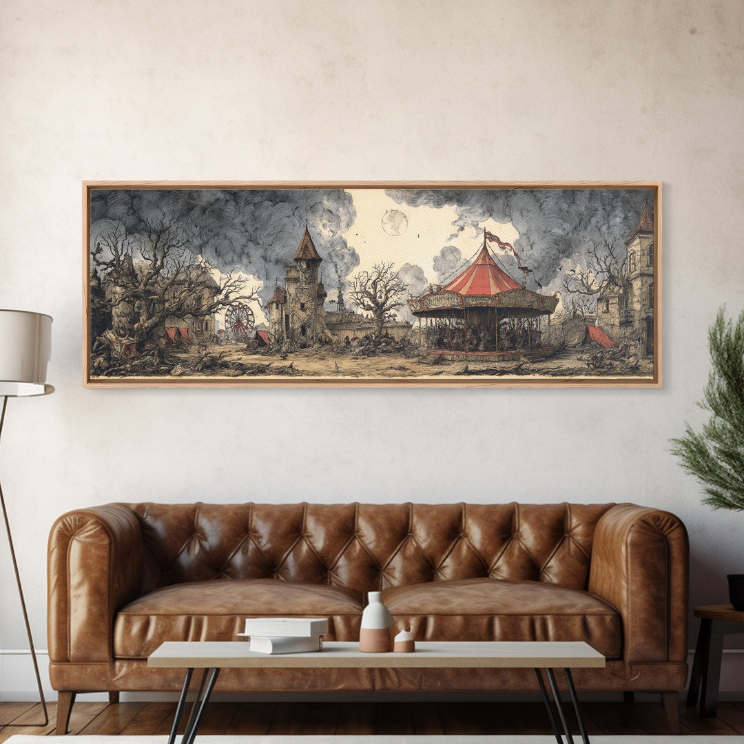 The Abandoned Carnival, Victorian Macabre Art, Extra Wide Wall Art, Dark Fantasy Wall Art, Canvas Print, Halloween Wall Art