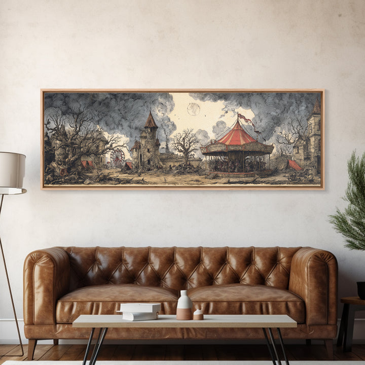 The Abandoned Carnival, Victorian Macabre Art, Extra Wide Wall Art, Dark Fantasy Wall Art, Canvas Print, Halloween Wall Art