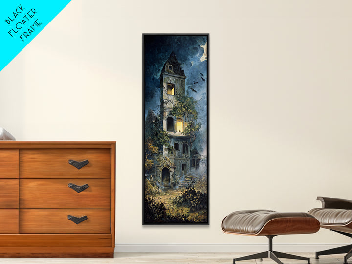 The Haunted Manor, Dark Renaissance Art, Tall Narrow Wall Art, Macabre Wall Art, Canvas Print, Halloween Wall Art