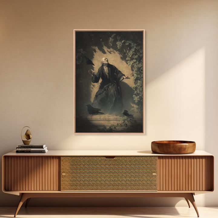 The Haunted Manor, Dark Romantic Horror Art, Vertical Wall Art, Gothic Horror Wall Art, Canvas Print, Halloween Wall Art