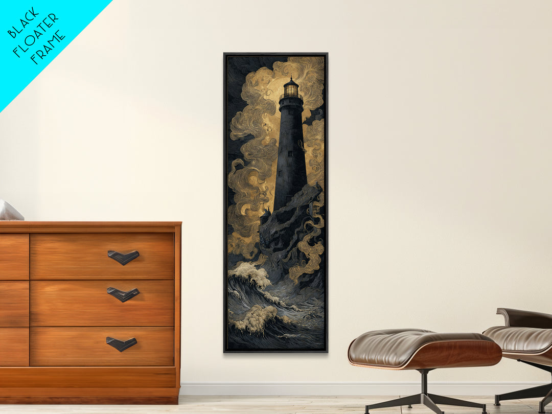 The Cursed Lighthouse, Dark Symbolist Art, Tall Narrow Wall Art, Macabre Wall Art, Canvas Print, Halloween Wall Art